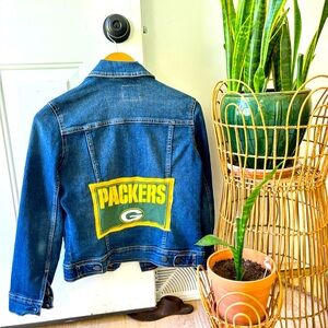 Green Bay Packers Old navy upcycled denim jacket handcrafted!